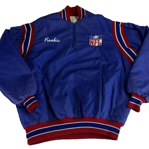 NFL‎ Rookie VTG Zip Pullover Jacket 2XL Long USA Red White Blue NFL Football 80s - Picture 1 of 10